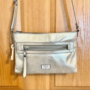 Fossil Leather Crossbody, gold metallic